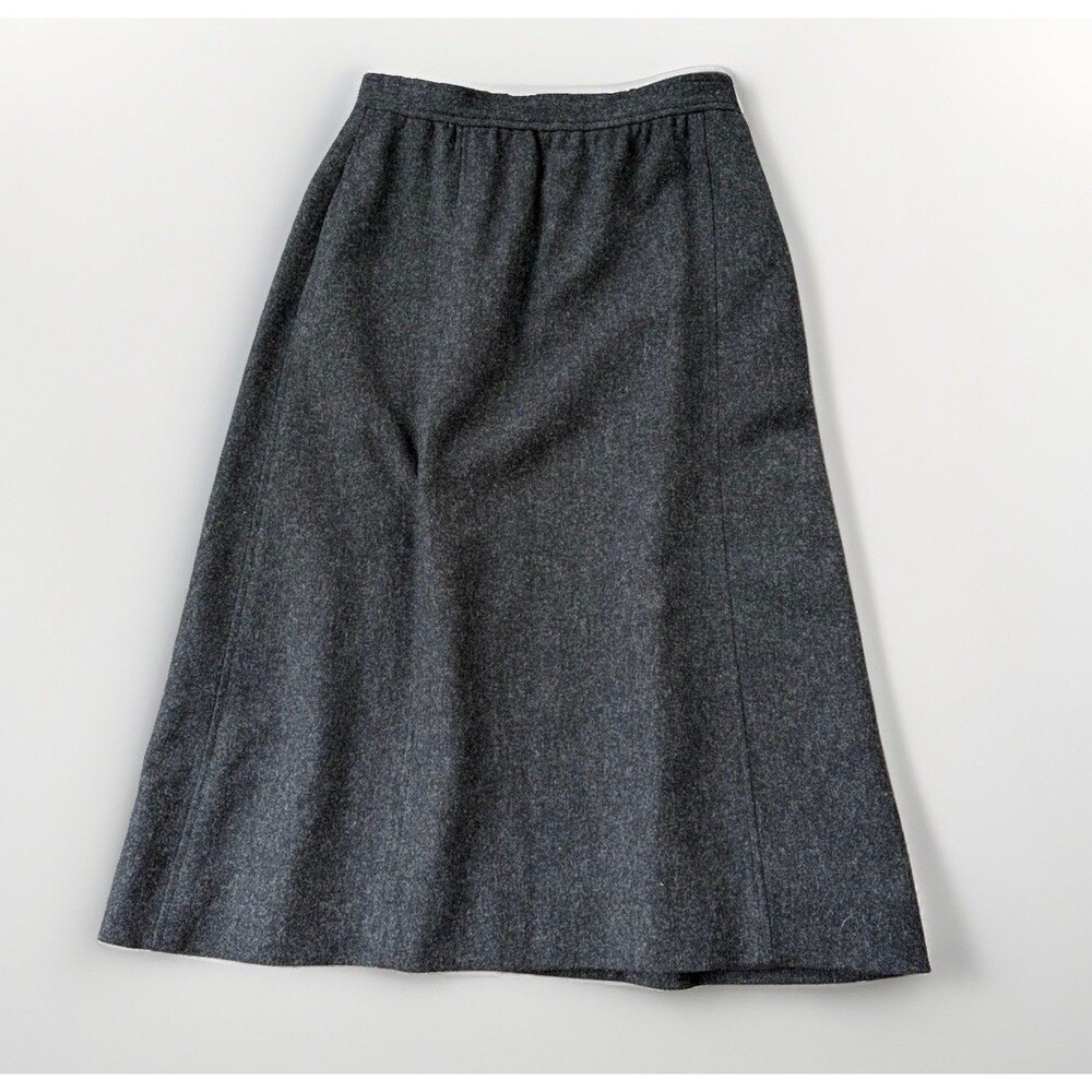 Vtg The Villager Gray Wool A-Line Midi Skirt Size 10 Dark Academia Lined US 6